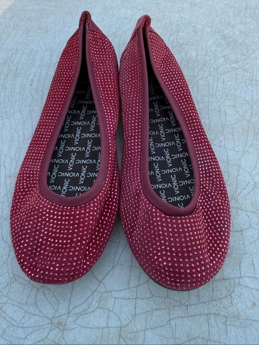Vionic Willow Sparkle Red Ballet flats